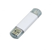 USB-флешка на 16 Гб.c дополнительным разъемом Micro USB, белый фото