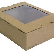 Бумажные контейнеры с прямоугольным дном с окном BioBox 830 мл фото
