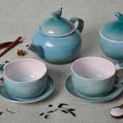 Посуда ручной работы из голубой глины фото