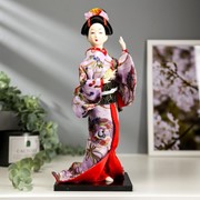 Кукла коллекционная “Японка в цветочном кимоно с бабочкой на руке“ 30х12,5х12,5 см фото