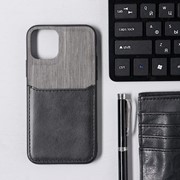 Чехол LuazON для iPhone 11 Pro, с отсеком под карты, текстиль+кожзам, черный фото