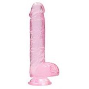 Розовый фаллоимитатор Realrock Crystal Clear 9 inch - 25 см. фото