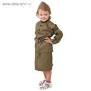 Костюм военного «Солдаточка», гимнастёрка, ремень, пилотка, юбка, 3-5 лет, рост 104-116 см фото