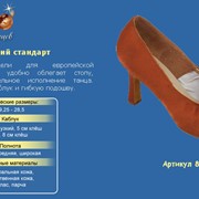Танцевальная обувь `Женский стандарт`, классические модели для европейской программы. Союзка удобно облегает стопу, гарантируя блистательное исполнение танца. Имеют устойчивый каблук и гибкую подошву, Арт. 876-25