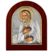 Икона Серафим Саровский серебряная с позолотой на деревянной основе Silver Axion 55 х 70 мм фото