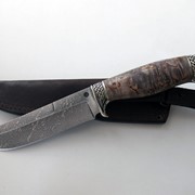 Нож Кабан дамасская сталь с никелем фотография
