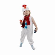 Детский карнавальный костюм “Белый снеговик“, комбинезон, шарф, шапка, рост 98 см фото