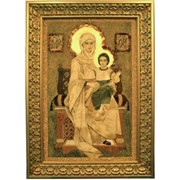 "Богородица на троне" Иконы из янтаря можно на заказ