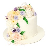 Свадебный торт небольшой с цветами №640 фотография