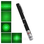 Зеленый лазер - зеленая лазерная указка 5 насадок, чёрный фото