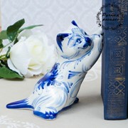 Сувенир “Кошка в стойке“, гжель, фарфор, 15х16 см фото