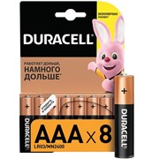 Батарейка алкалиновая Duracell Basic, AAA, LR03-8BL, 1.5В, блистер, 8 шт. фото