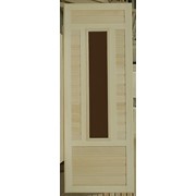 Дверь для бани остекленная ДО-15, на петлях, коробка липа фотография
