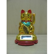 Котик Манэки-нэко золотой денежный на солнечной батарее, арт. 55