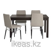 Стол и 4 стула, коричнево-чёрный, Тено светло-серый БЬЮРСТА,ПРЕБЕН фото