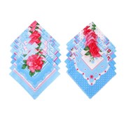 Набор носовых платков 'Этель' размер 30х30 см - 12 шт., цвет голубой, рисунок МИКС