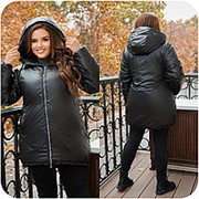 Теплая женская куртка черная с капюшоном больших размеров (6 цветов) НФ/-16296 фотография