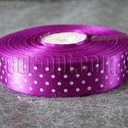 Лента атласная фиолетовая с горохом 2,5 см 50 м 4361 фотография