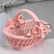 Конфетница “Олька“, розовая, лепка, плетение, 13 см фото