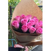 Розовые розы 15 шт 60 см фото
