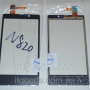 Тачскрин оригинальный / сенсор (сенсорное стекло) для Nokia Lumia 820 (черный цвет, чип Synaptics) + СКОТЧ 2868 фотография