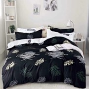 Комплект постельного белья полуторное листья на черном фото