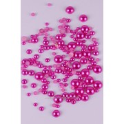 Стразы пластиковые, искусственный жемчуг, полукруглый /2-10 мм/ярко-розовый/10 гр./ фотография