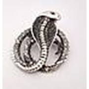 100(23) Брошь змея кобра свернутая под серебро фотография