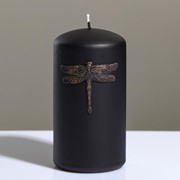 Свеча - цилиндр “Стрекоза“, 7×13 см, чёрно-золотая фото