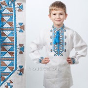 Вышиванка детская для мальчика “Гетьман“ голубой орнамент фото
