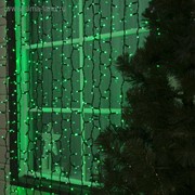 Гирлянда "Занавес" уличная УМС, 2 х 3 м, каучук Н.Т, LED-760-220V, шнур питания, нить тёмная, свечение зелёное