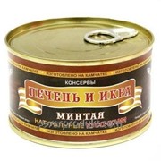 Печень и икра минтая (кусочками) ООО "Северпродукт", 220 г, 76 р.