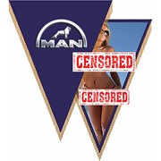 Вымпел треугольный MAN с девушкой фон фиолет.(260х200) цветной (уп.1шт) SKYWAY фото