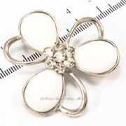 Брошь ''Цветок со стразами'' ,серебряный металл, (4 см) 222151(19) фото