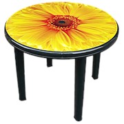 Стол "Romantik" круглый декор Гербера желтый Т 210 D85,5см h71,5см