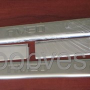 Накладки на пороги Chevrolet Aveo (шевроле авео) (2012- ) с логотипом, нерж.