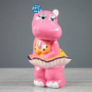 Копилка “Бегемотиха в платье“, глянец, разноцветная, 27 см, микс фото