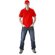 Рубашка-поло короткие рукава ярко-красная, пл. 205 г/кв.м.
