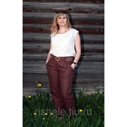 Женские льняные брюки с вышивкой мод.11-18 (54, Серый) фото
