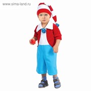 Карнавальный костюм “Буратино“ от 1,5-3-х лет, велюр, комбинезон, шапка фото
