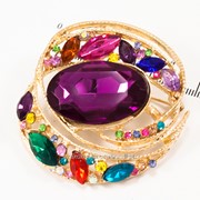 Брошь ''Крупный камень'' с цветными мелкими камнями и стразами,( 5 см) 222093(4) фото