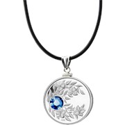 Монета-подвеска с благородно-синим кристаллом Сапфир, серебро фото