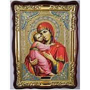 Икона храмовая с багетом Владимирская Божья матерь, в фигурном киоте 82х114 фото