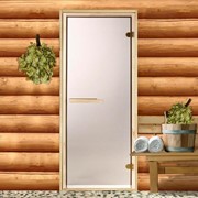Дверь для бани и сауны стеклянная 'Бронза', размер коробка 190 x 70 см, 6 мм, 2 петли
