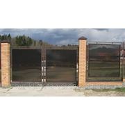 Ворота распашные “Эффект“ (прямые) металлический каркас с использованием поликарбоната фото
