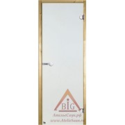 Дверь для сауны Harvia 7х19 (стеклянная, прозрачная, коробка сосна), D71904М фотография