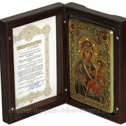 Настольная икона Пресвятой Богородицы «Одигитрия Смоленская - Седмиезерная» на мореном дубе фото