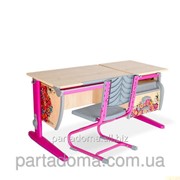 Стол универсальный трансформируемый СУТ.17.04-03 +Стул клен/розовый с рисунком ,цветы фото