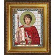 Икона ручной работы Святой Георгий вышитая бисером