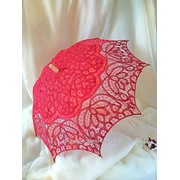 Зонтик от солнца х/б № 41, красный /кружево, бамбук/